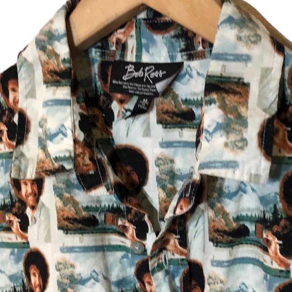 Bob Ross Novelty print allover SS Button Down iconic Joy of Painting pi… - Picture 5 of 8